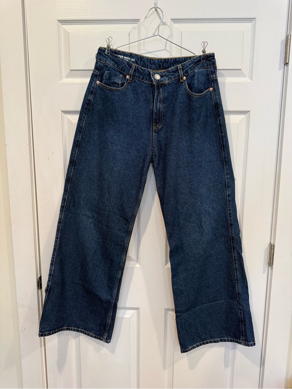 Bimba Y Lola High-Rise Wide Leg Dark Blue Denim Jeans - Women's Flare